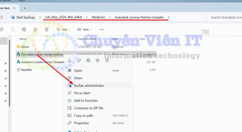 Mở file theo đường dẫn màu đỏ và cho khởi chạy file phần mềm 3ds max
