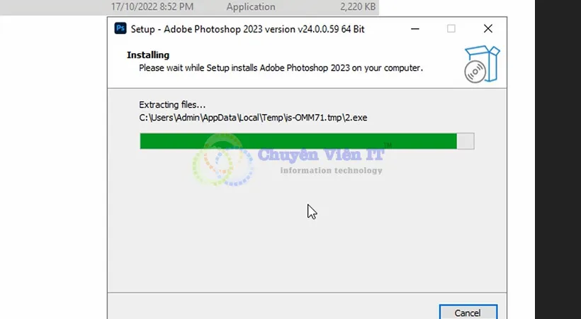 Đợi Photoshop 2023 được cài đặt.