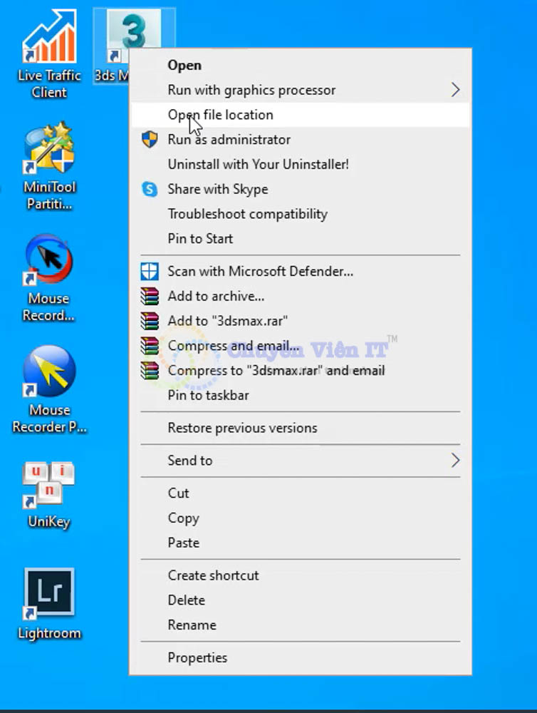 Chọn Open file location