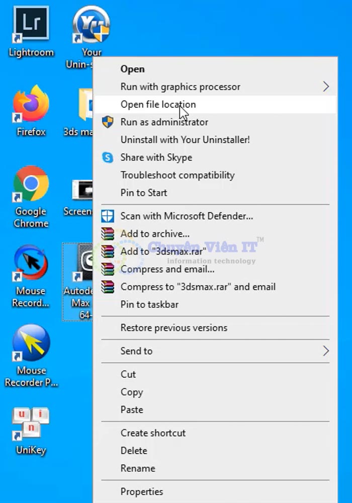 Chọn Open file location