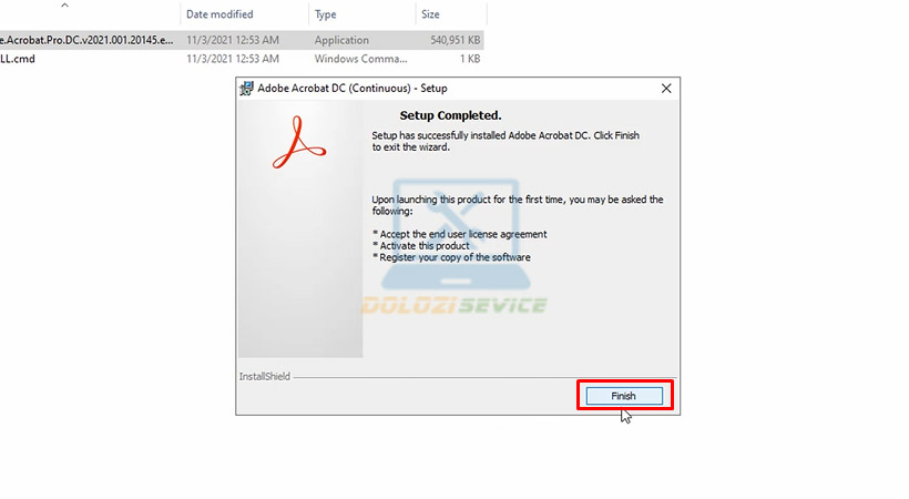 adobe-acrobat-2021-8 Chọn Finish.