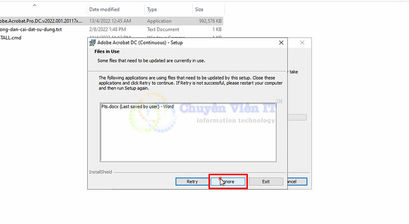 adobe-acrobat-2022-5 Chọn Ignore
