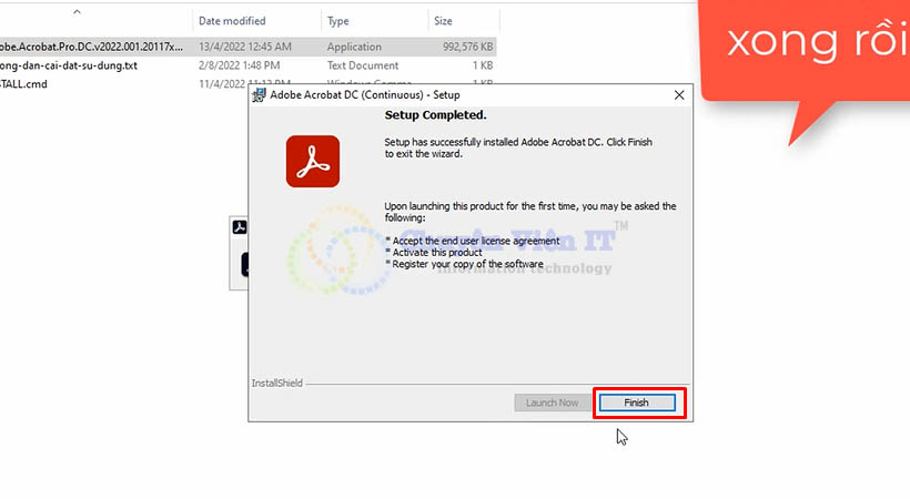 adobe-acrobat-2022-7 Chọn Finish