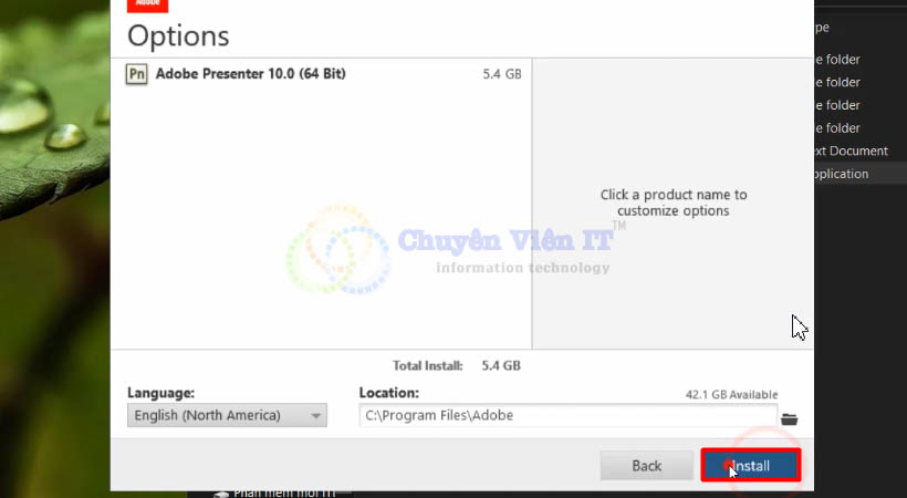 Chọn Install