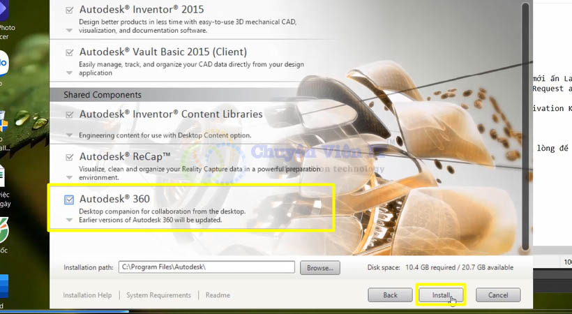 autodesk-inventor-2015-7 Chọn Install