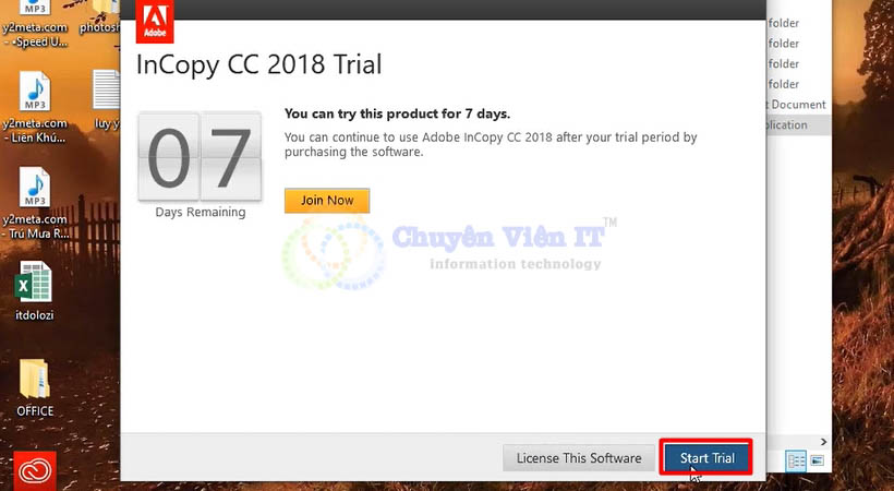 incopy-2018-6 Chọn Start Trial