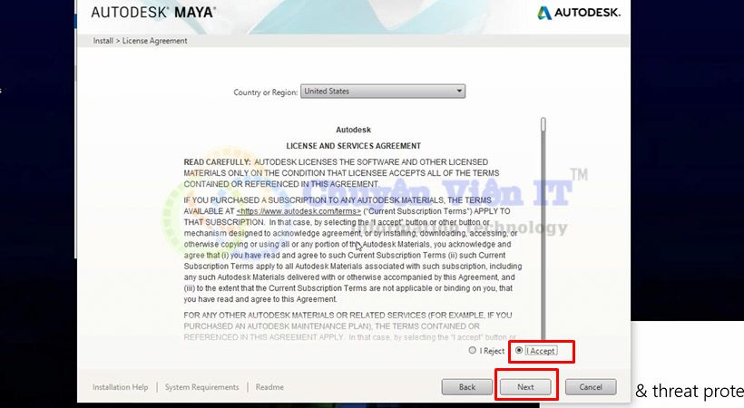 maya-2019-6 Tiến hành chọn Accept sau đó chọn Next.