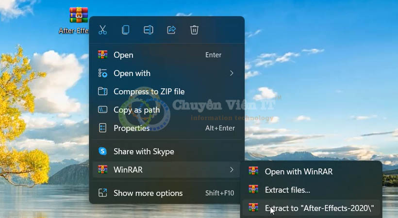 Giải nén After Effects 2020