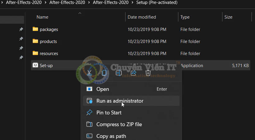 Chạy File Setup After Effects 2020